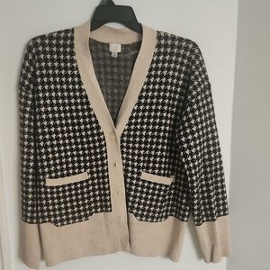 a new day Black and Cream Houndstooth Cardigan